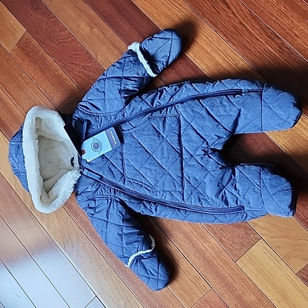 Nwt! Baby Boy Blue Quilted Pramsuit